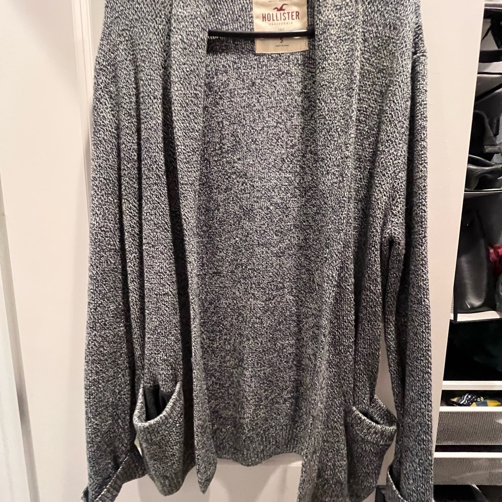 Hollister Gray Open Front Knit Cardigan